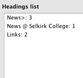 Selkirk News Page. - Screen Reader View (headings only)